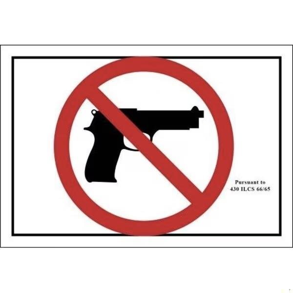 Accuform NO FIREARMS SYMBOL, Adhesive Dura-Poly, 4.3125 in x 6.5 in, Acrylic Adhesive Mounting MACC550XV - main